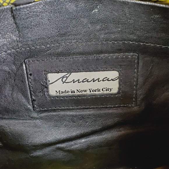 Ananas Black Leather Handbag Purse Handmade NYC Jennifer Baum Lagdameo - Picture 4 of 8